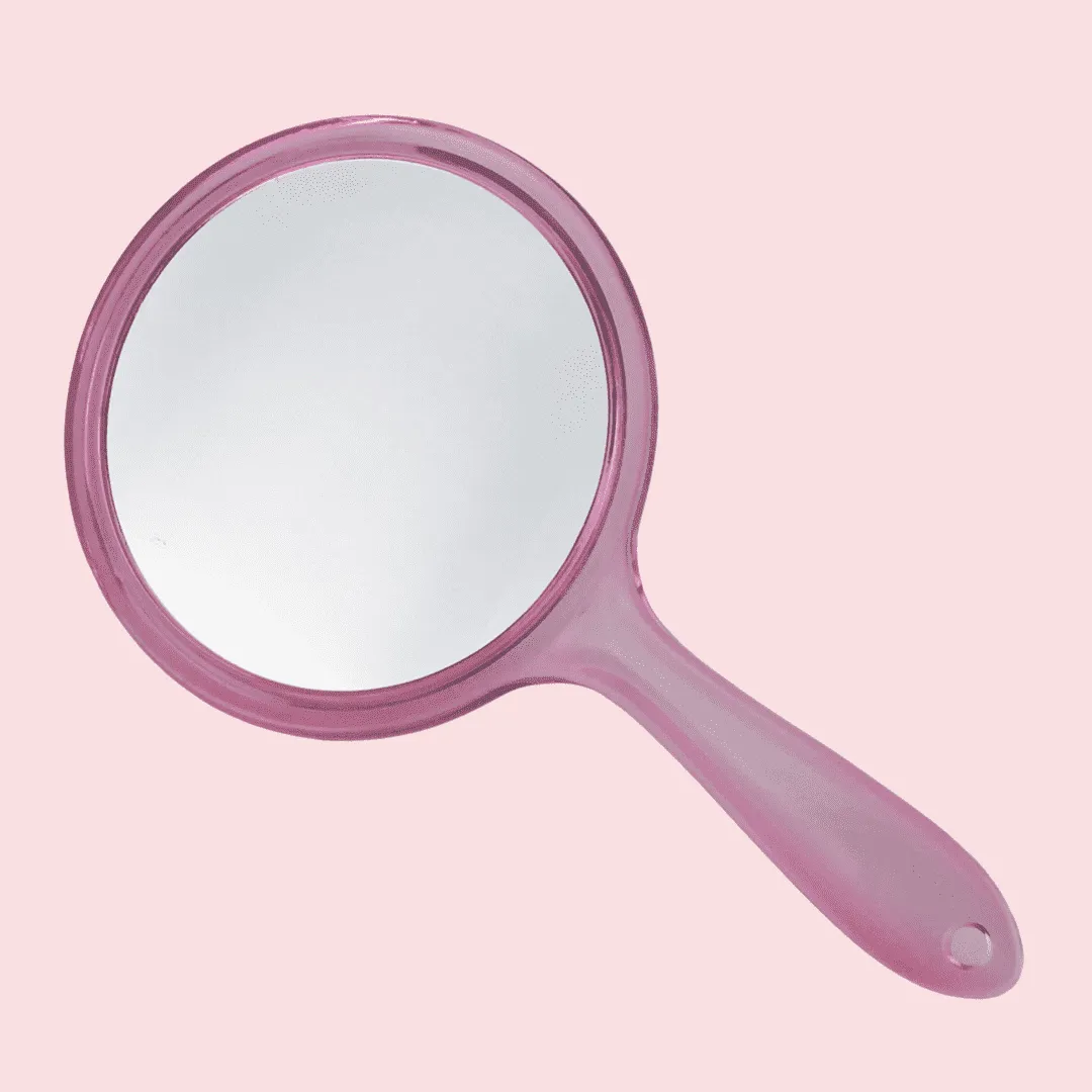 Pink Handheld Double Sided Lash Mirror Large