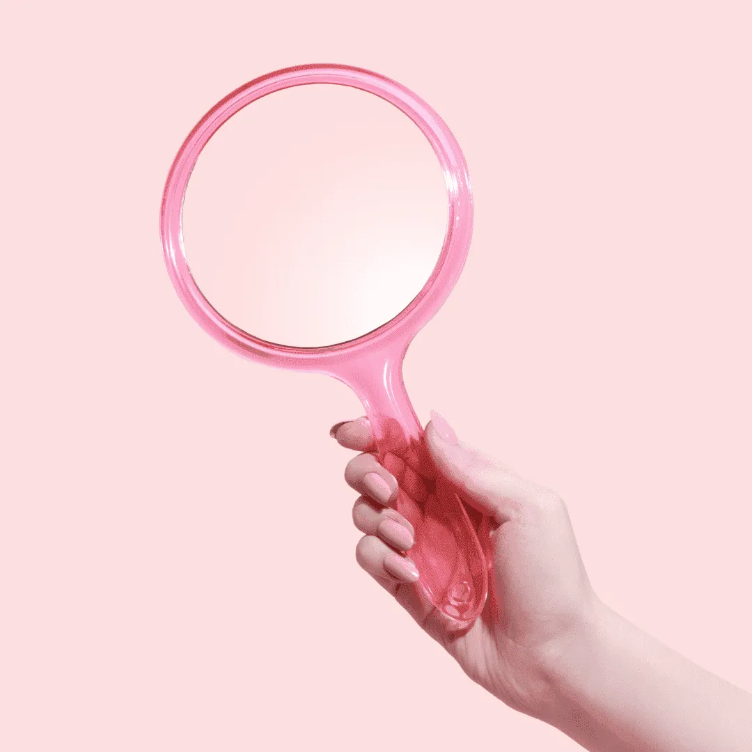 Pink Handheld Double Sided Lash Mirror Large