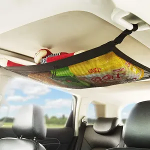 Portable Car Ceiling Space Saver Storage Net -  Double-Layer Mesh Storage Organizer with Adjustable Strap