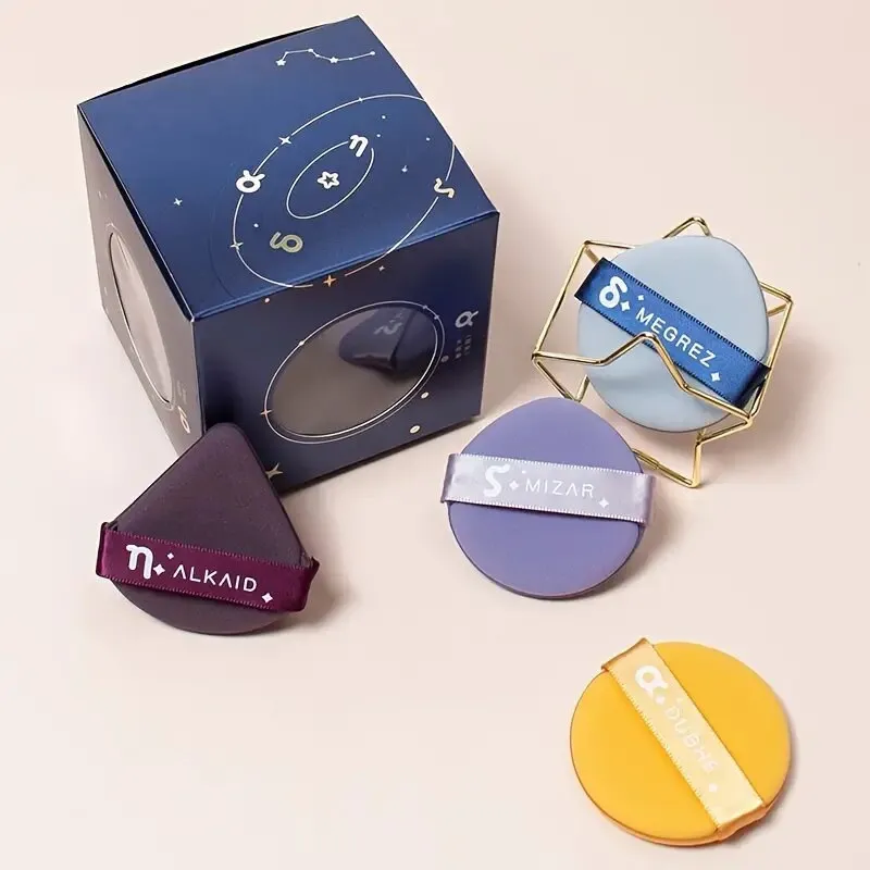 Powder Puff Kit | 4 Pieces Face Soft Triangle Round Oval Makeup Puff  1 Puff Holder For Loose Powder Mineral Powder Body Powder Cosmetic