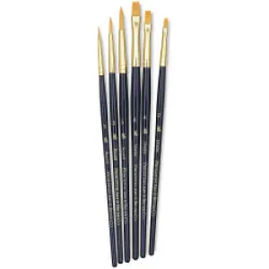 Princeton Real Value Brush Set - Synthetic Hair, Golden Taklon, Short Handle (Set of 6)