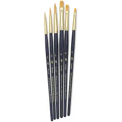 Princeton Real Value Brush Set - Synthetic Hair, Golden Taklon, Short Handle (Set of 6)