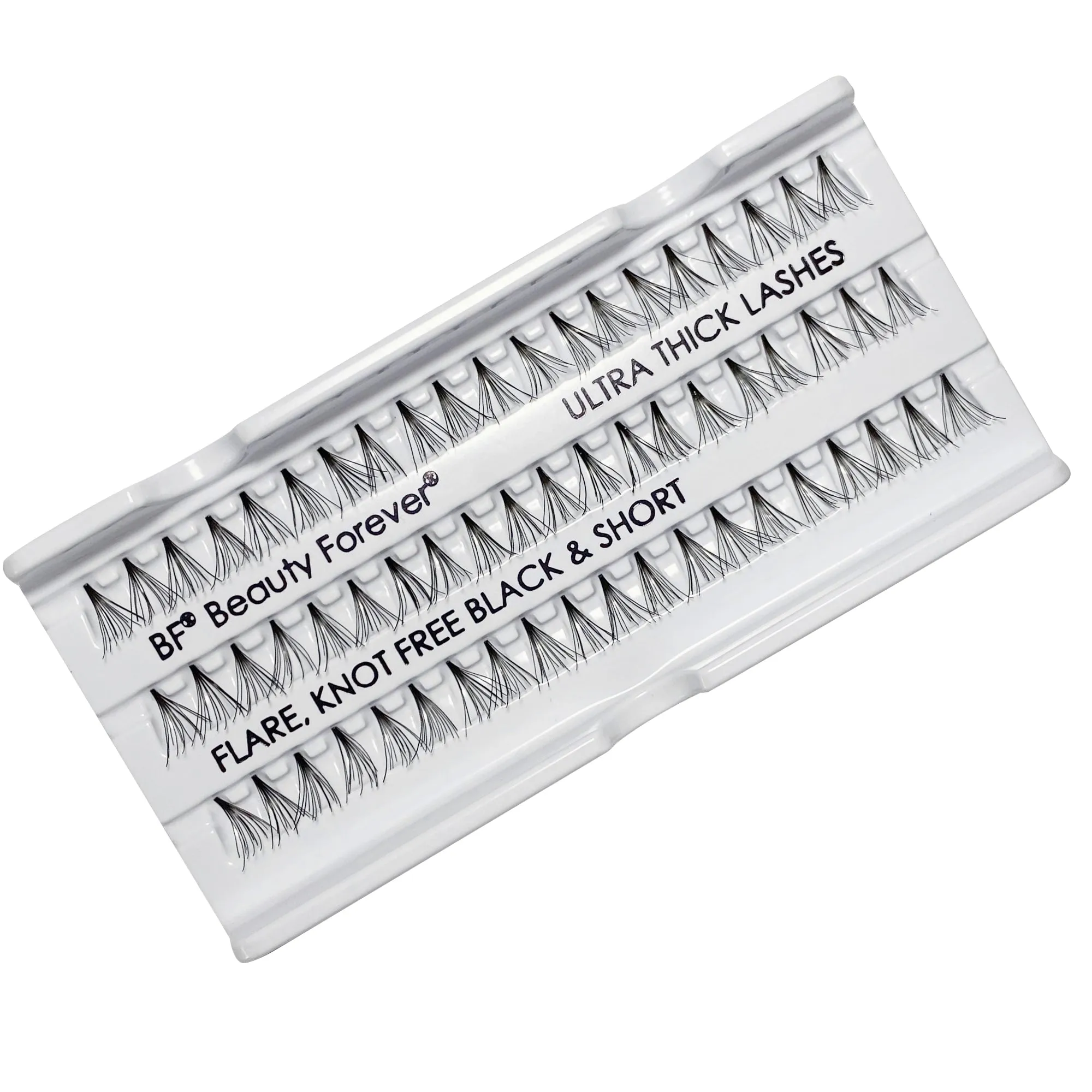 Professional Individual Ultra Thick Lashes, 7 Ply Flare Black, Knot Free & Short For Intense Volume (BF1004-Short)