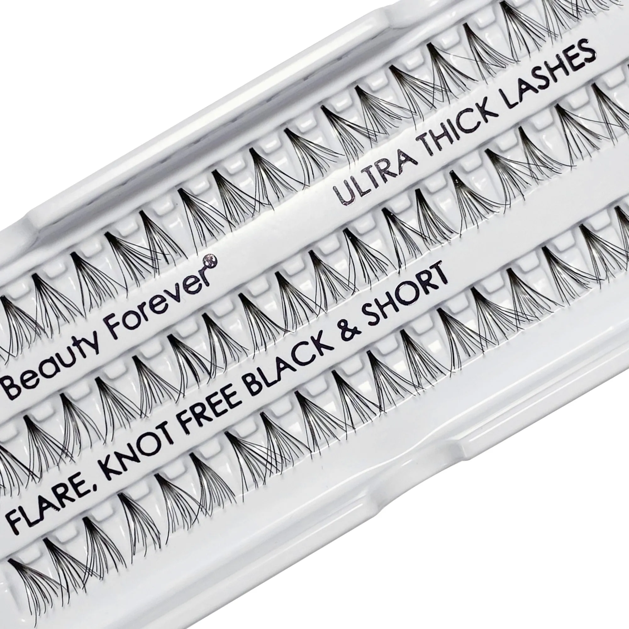 Professional Individual Ultra Thick Lashes, 7 Ply Flare Black, Knot Free & Short For Intense Volume (BF1004-Short)