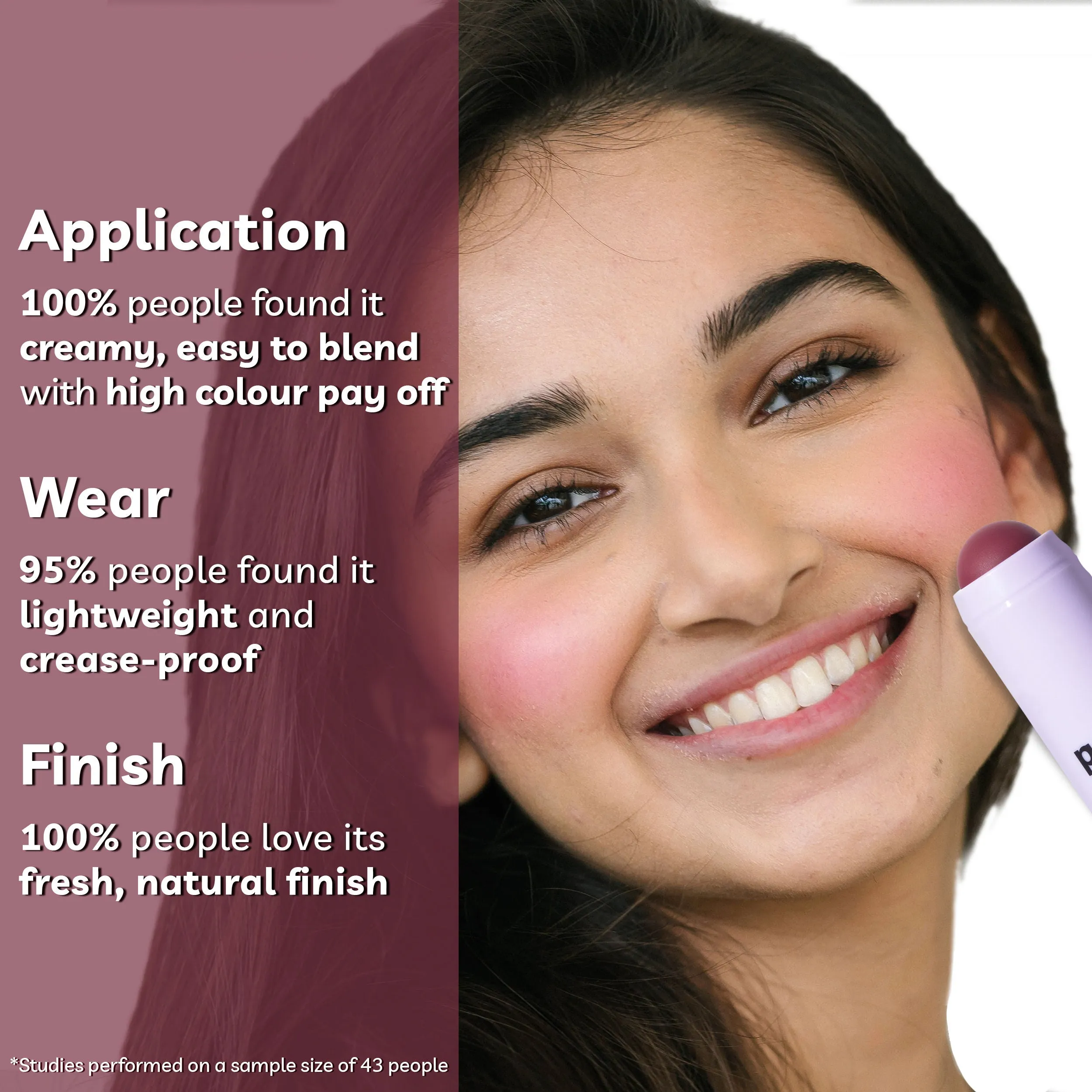 Purplle Cheek Kiss Cream to Powder Blush Stick Maroon Diva 3