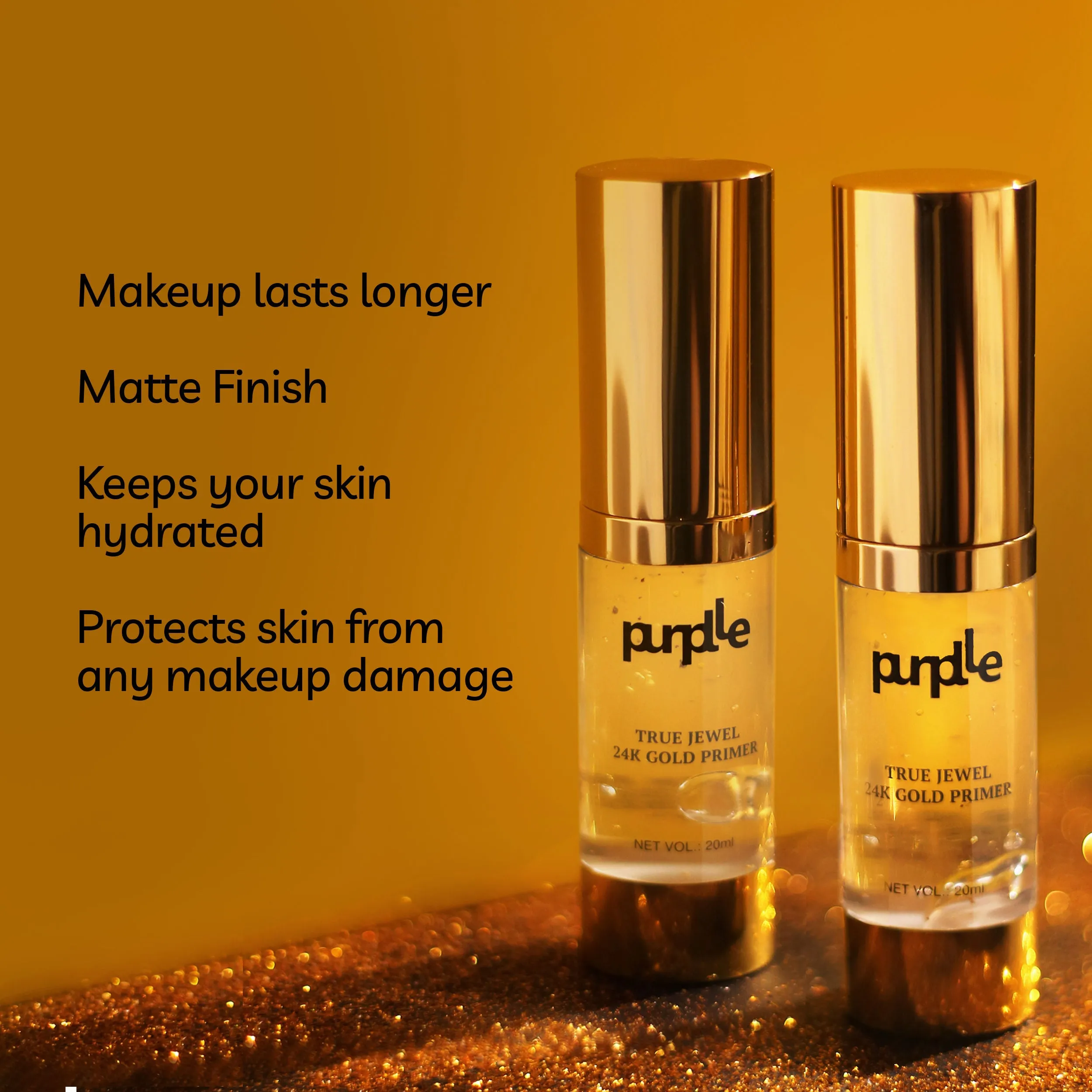 Purplle True Jewel 24K Gold Primer | Matte | Oil Control | Shine Control | Long Lasting | Lightweight | Pore Minimising | Dermatologically Tested - (20 ml)