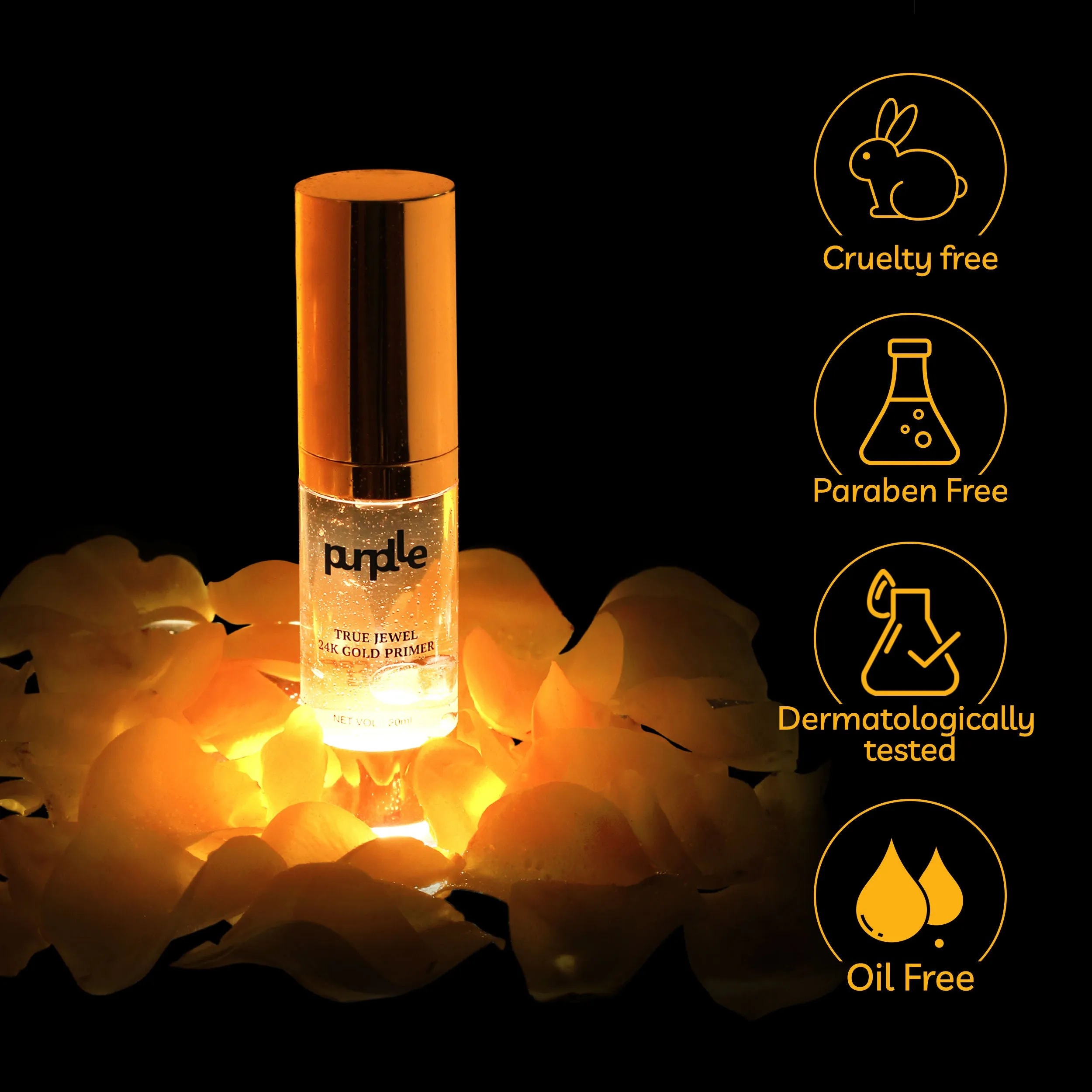 Purplle True Jewel 24K Gold Primer | Matte | Oil Control | Shine Control | Long Lasting | Lightweight | Pore Minimising | Dermatologically Tested - (20 ml)