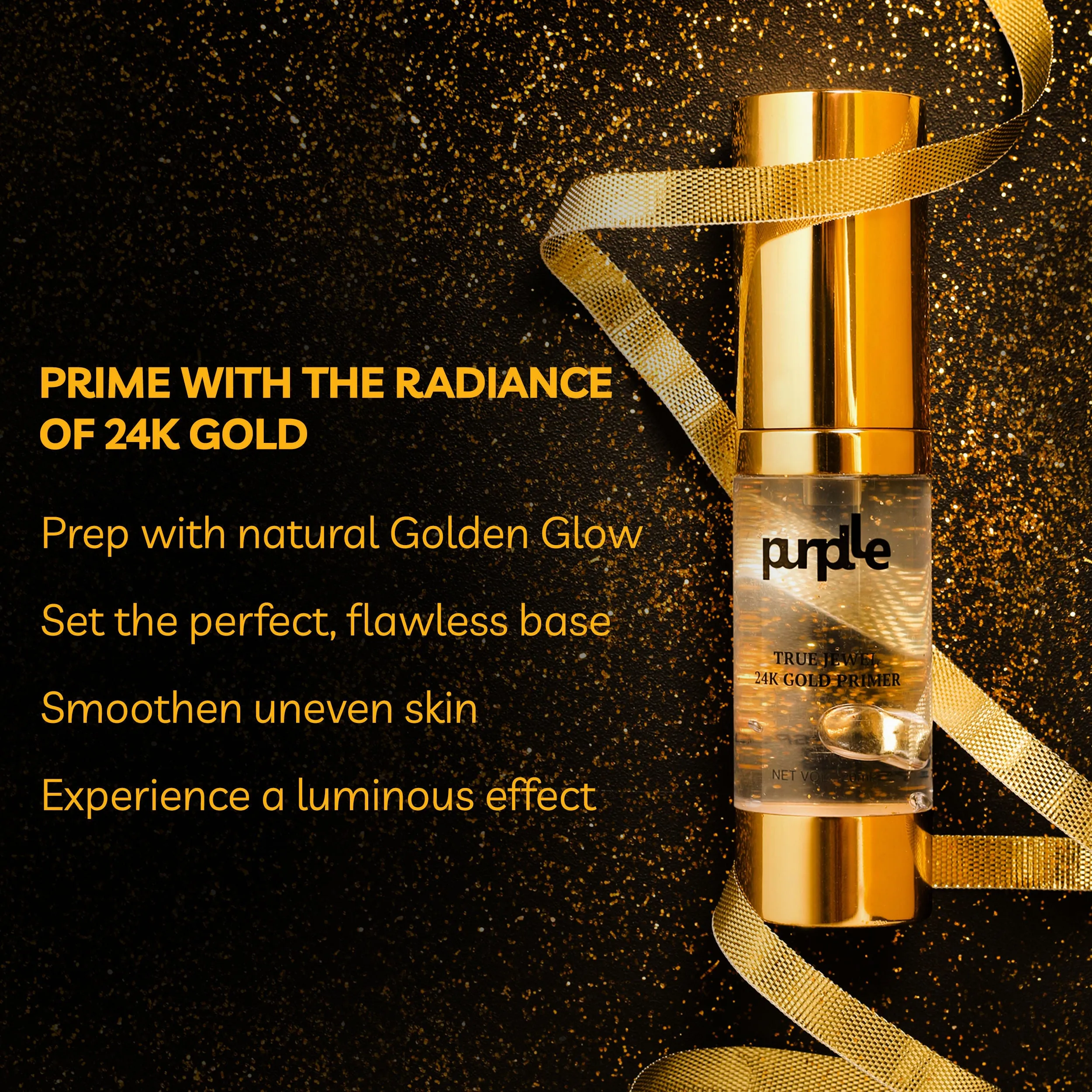 Purplle True Jewel 24K Gold Primer | Matte | Oil Control | Shine Control | Long Lasting | Lightweight | Pore Minimising | Dermatologically Tested - (20 ml)