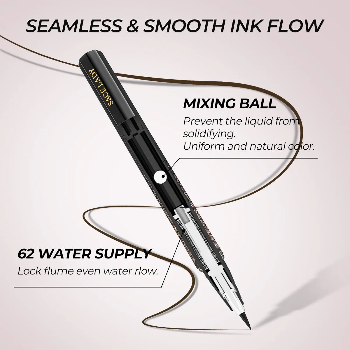 SACE LADY Inky Black Eyeliner – Waterproof, Highly Pigmented, 24-Hour Long-Wear