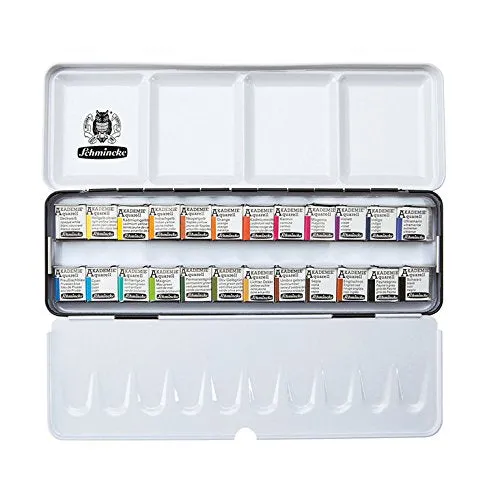 SCHMINCKE AKADEMIE® Aquarell metal box with 24 half pans
