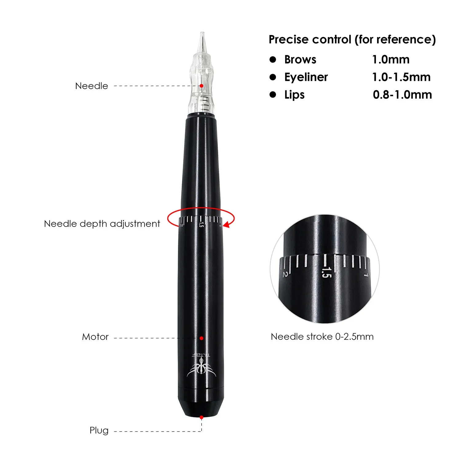 Semi Permanent Makeup Machine Upgraded Professional Tattoo & Permanent Makeup Machine Eyebrows Eyeliner Lips Microblading Pen Set
