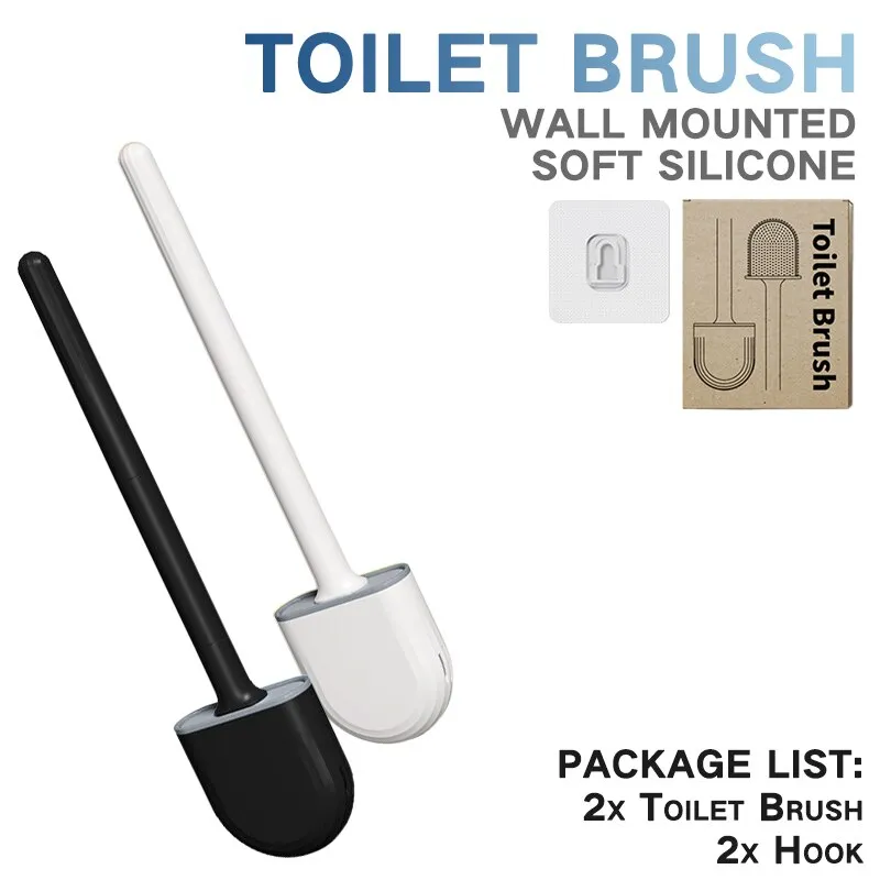 Silicone Toilet Brush Set - Modern Bathroom Cleaner
