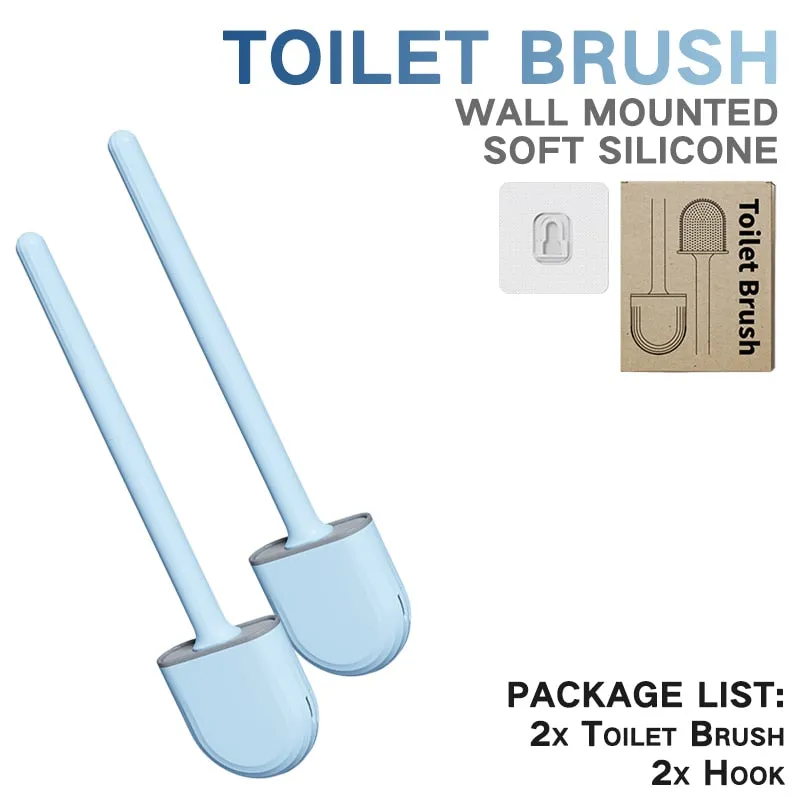 Silicone Toilet Brush Set - Modern Bathroom Cleaner