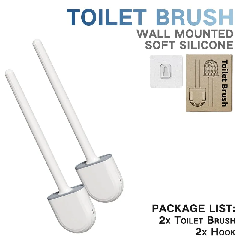 Silicone Toilet Brush Set - Modern Bathroom Cleaner
