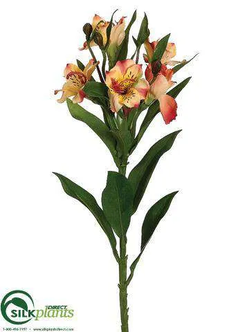 Silk Plants Direct Alstroemeria Spray - Orange Two Tone - Pack of 12
