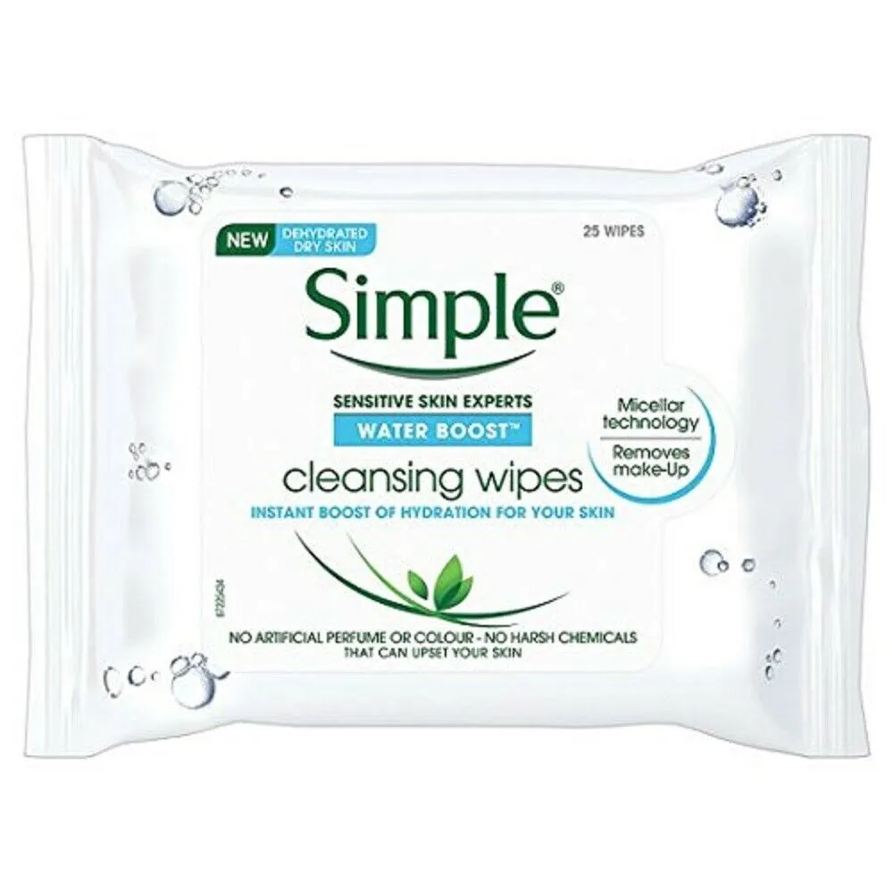 Simple Water Boost Hydrating Cleansing Face Wipes 25 ct
