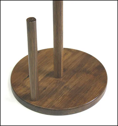 Simply Bamboo Brown Carbonized Bamboo Paper Towel Holder w/ Metal Fleur-De-Lis Ornament - 15.25"