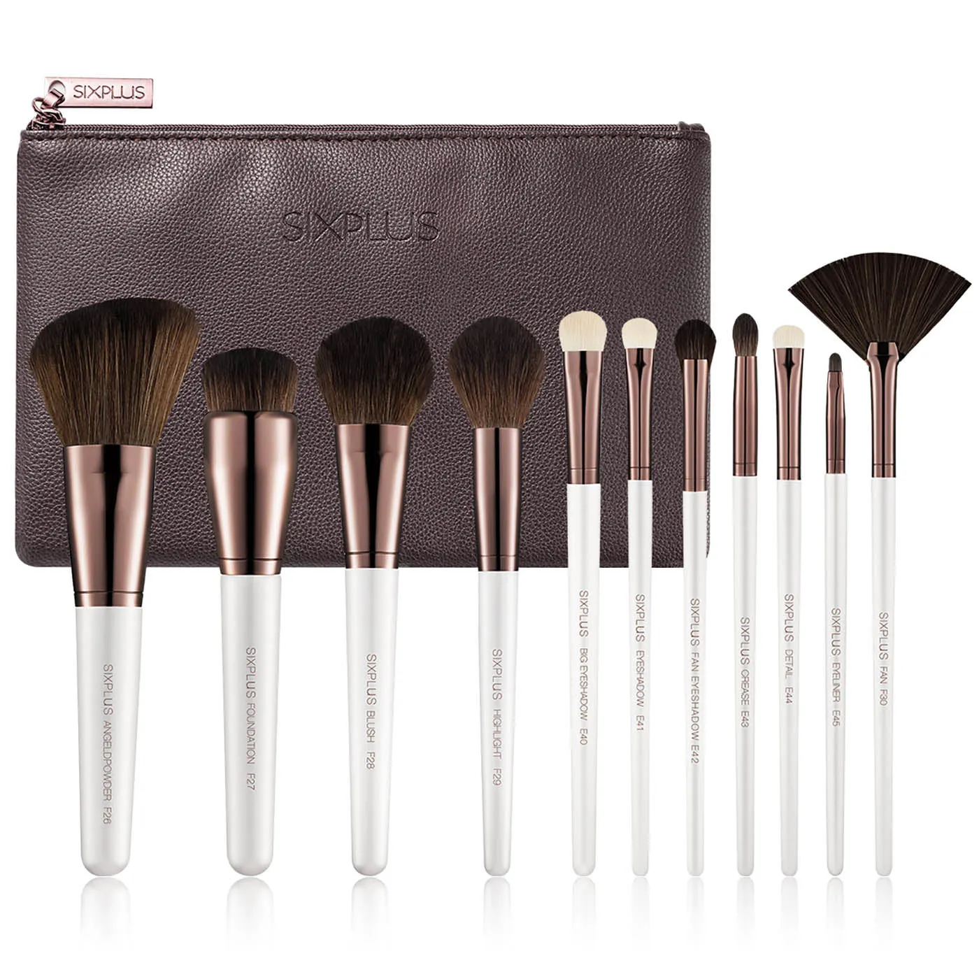 Sixplus 11pcs elegant white pearl Travel  makeup brush set