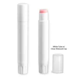 Slim Line Lip Balm Tube w/ Cap - White Tube (Natural Cap- .07 oz
