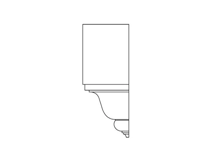 Small Crown Block (Inside Corner),  3 3/4"w x 8"h x 3 3/4"d