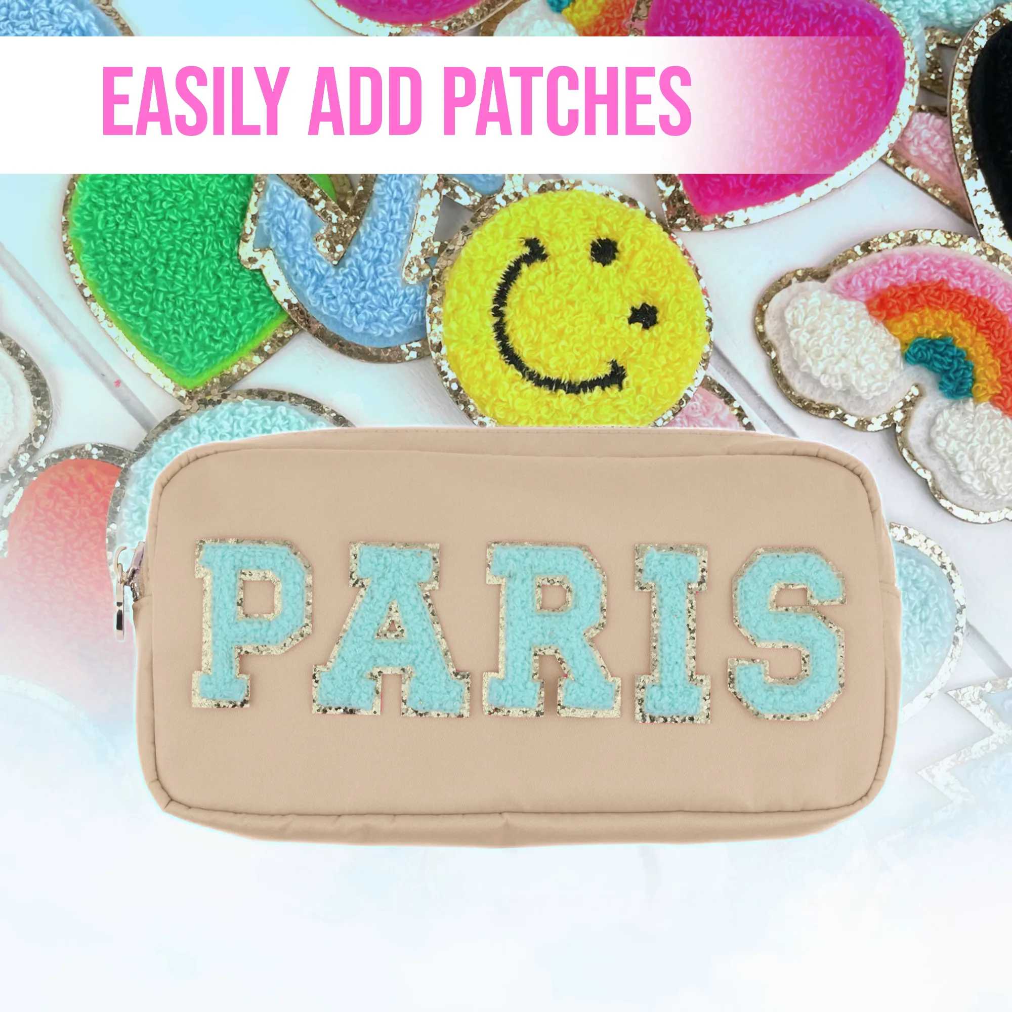 Small Makeup Bag For Purse - Beige Cosmetics Bag For Women - Travel Toiletry Bag