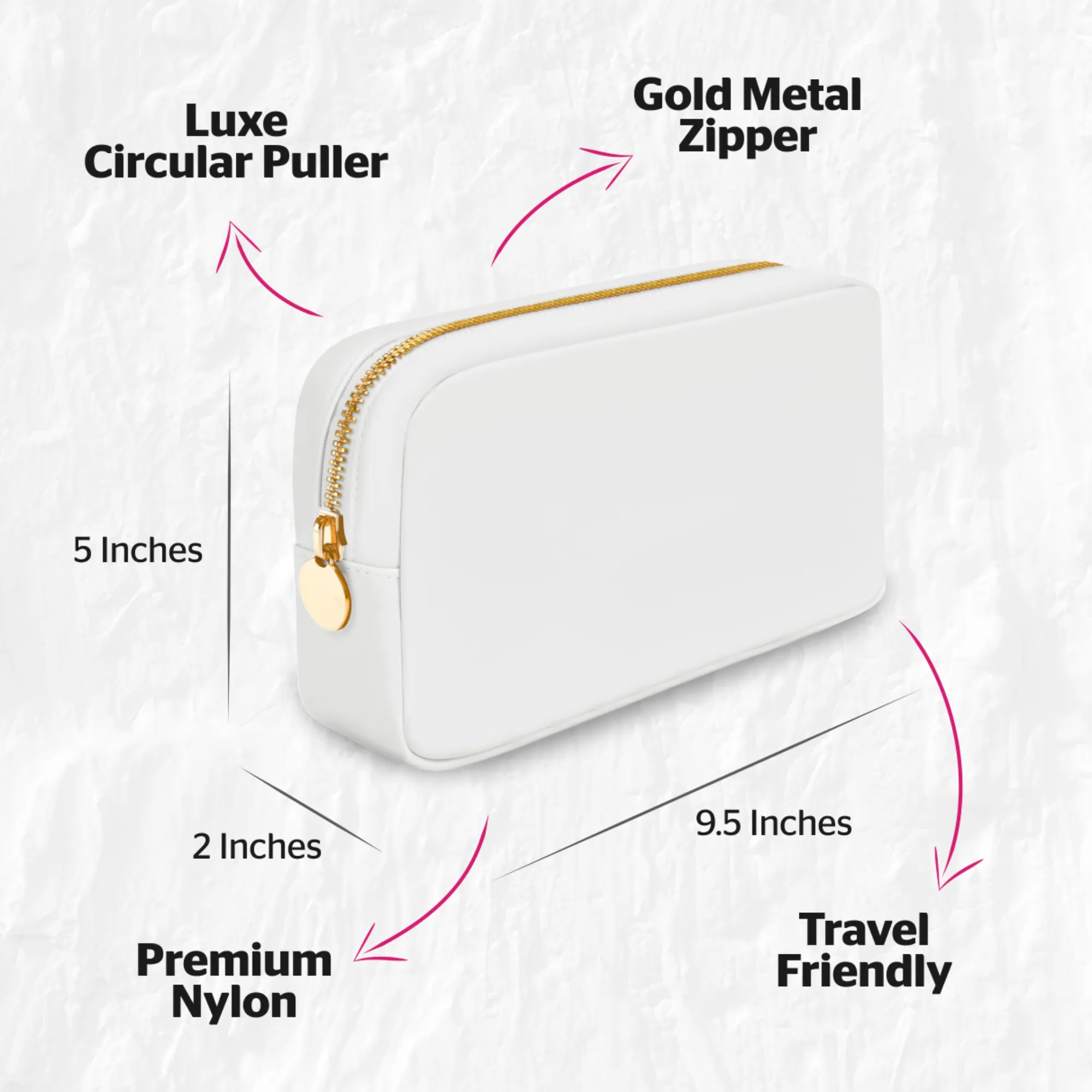 Small Makeup Bag For Purse - White Cosmetics Bag For Women - Travel Toiletry Bag