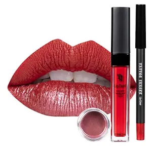 TATTOO JUNKEE Rebel Lip Trio Lip Paint Kit, Includes Red Lip Liner & Matte Long-Wear Lip Paint   Coordinating Red Velvety Effects