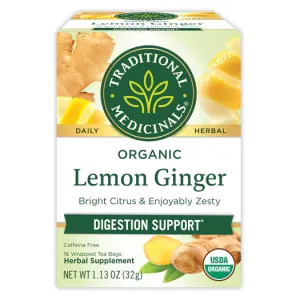 Traditional Medicinals Organic Lemon Ginger Tea 16ct