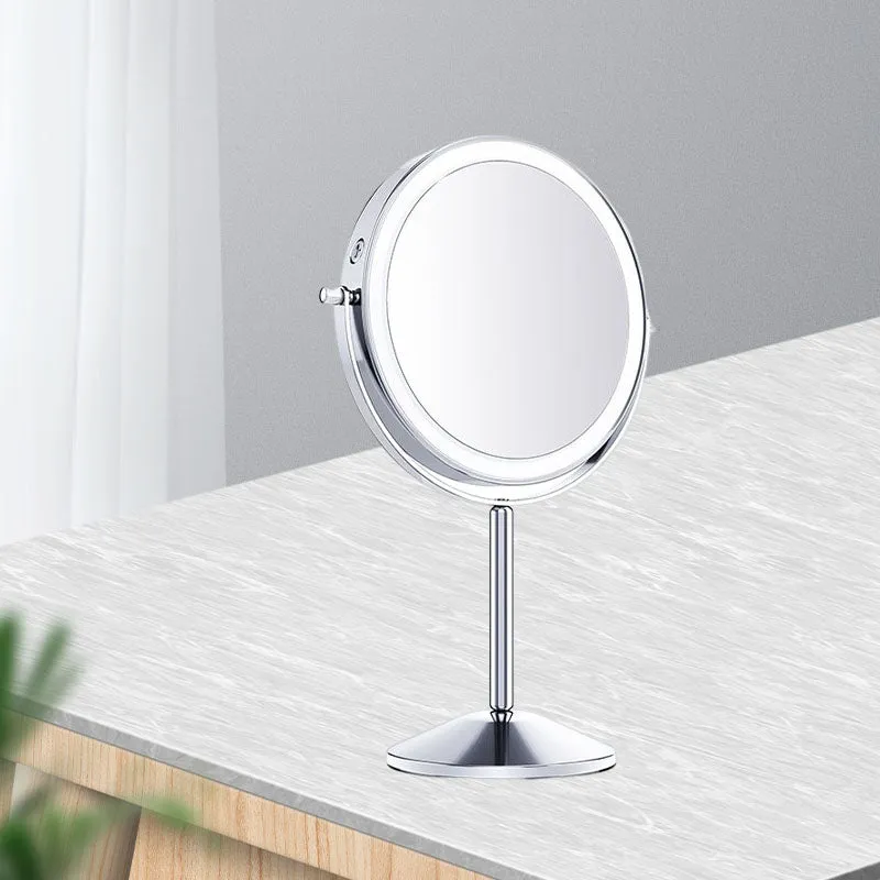 TUSHENGTU 8" Vanity Makeup Mirror with Lights 8" 10X Magnification Desk Mirror,LED Rechargeable (710C10X)