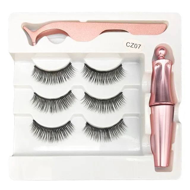 VenusFox Magnet Lashes Magnetic Eyelashes 3D False Mink Eyelashes Magnetic Reusable Liquid Eyeliner&Magnetic False Eyelashes &Tweezer Set