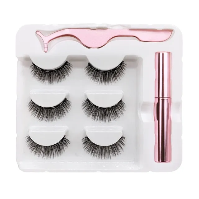VenusFox Magnet Lashes Magnetic Eyelashes 3D False Mink Eyelashes Magnetic Reusable Liquid Eyeliner&Magnetic False Eyelashes &Tweezer Set