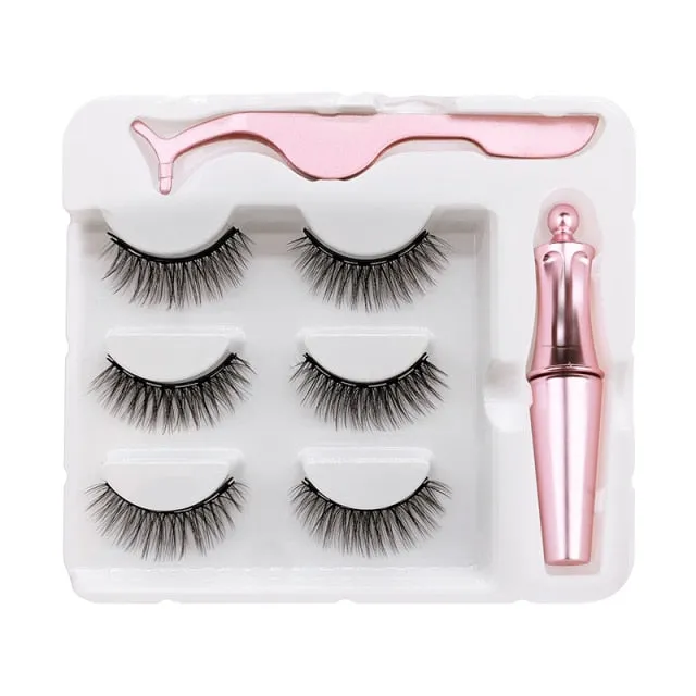 VenusFox Magnet Lashes Magnetic Eyelashes 3D False Mink Eyelashes Magnetic Reusable Liquid Eyeliner&Magnetic False Eyelashes &Tweezer Set