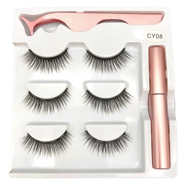 VenusFox Magnet Lashes Magnetic Eyelashes 3D False Mink Eyelashes Magnetic Reusable Liquid Eyeliner&Magnetic False Eyelashes &Tweezer Set