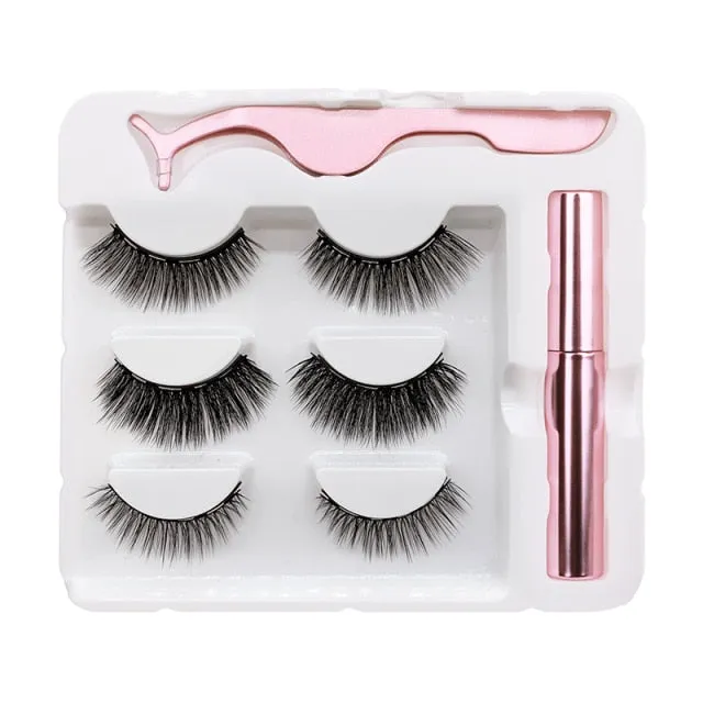 VenusFox Magnet Lashes Magnetic Eyelashes 3D False Mink Eyelashes Magnetic Reusable Liquid Eyeliner&Magnetic False Eyelashes &Tweezer Set