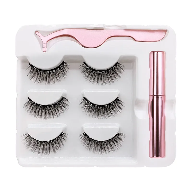 VenusFox Magnet Lashes Magnetic Eyelashes 3D False Mink Eyelashes Magnetic Reusable Liquid Eyeliner&Magnetic False Eyelashes &Tweezer Set