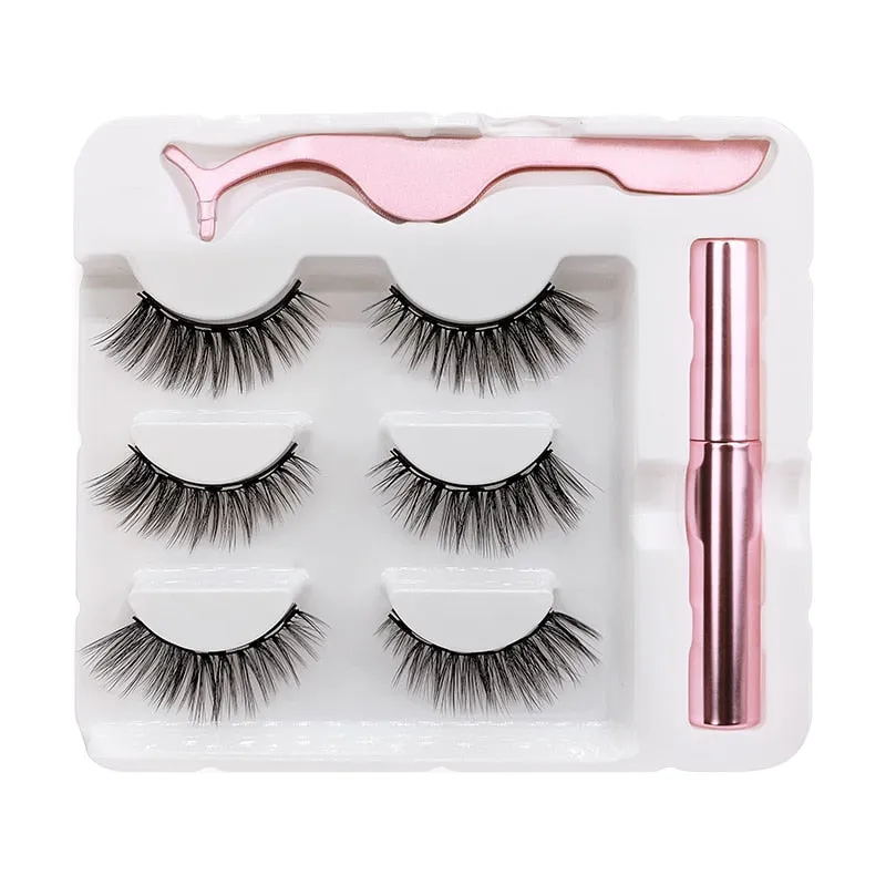 VenusFox Magnet Lashes Magnetic Eyelashes 3D False Mink Eyelashes Magnetic Reusable Liquid Eyeliner&Magnetic False Eyelashes &Tweezer Set