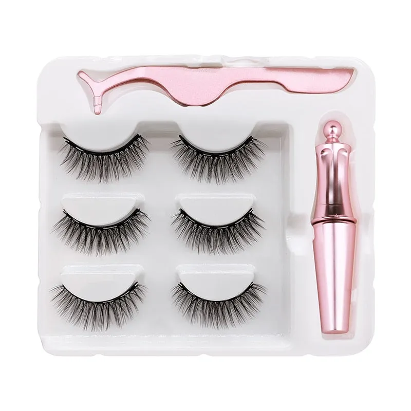 VenusFox Magnet Lashes Magnetic Eyelashes 3D False Mink Eyelashes Magnetic Reusable Liquid Eyeliner&Magnetic False Eyelashes &Tweezer Set