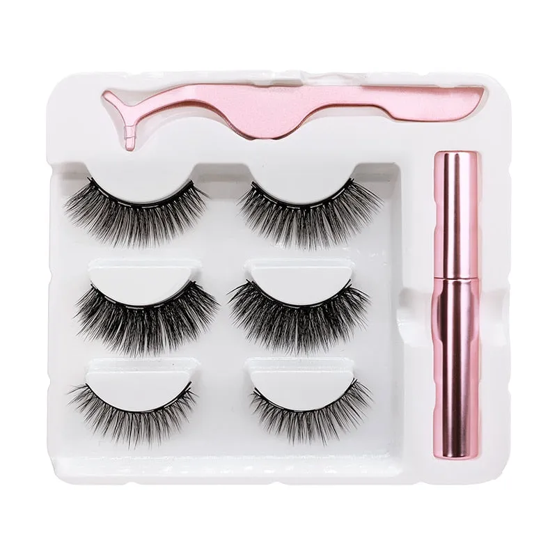VenusFox Magnet Lashes Magnetic Eyelashes 3D False Mink Eyelashes Magnetic Reusable Liquid Eyeliner&Magnetic False Eyelashes &Tweezer Set