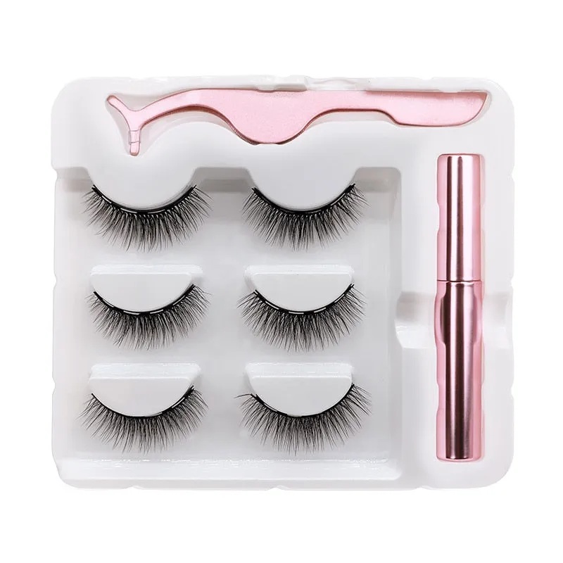 VenusFox Magnet Lashes Magnetic Eyelashes 3D False Mink Eyelashes Magnetic Reusable Liquid Eyeliner&Magnetic False Eyelashes &Tweezer Set