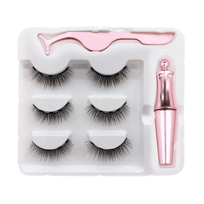 VenusFox Magnet Lashes Magnetic Eyelashes 3D False Mink Eyelashes Magnetic Reusable Liquid Eyeliner&Magnetic False Eyelashes &Tweezer Set