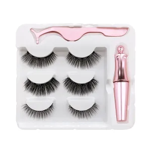 VenusFox Magnet Lashes Magnetic Eyelashes 3D False Mink Eyelashes Magnetic Reusable Liquid Eyeliner&Magnetic False Eyelashes &Tweezer Set