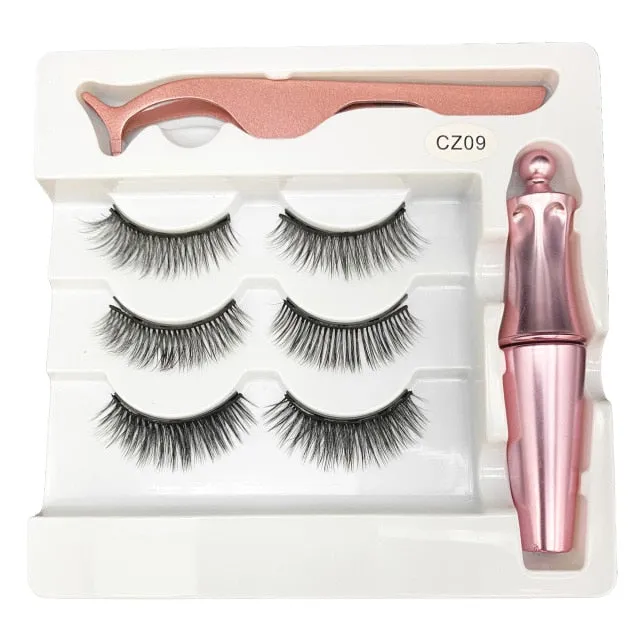 VenusFox Magnet Lashes Magnetic Eyelashes 3D False Mink Eyelashes Magnetic Reusable Liquid Eyeliner&Magnetic False Eyelashes &Tweezer Set
