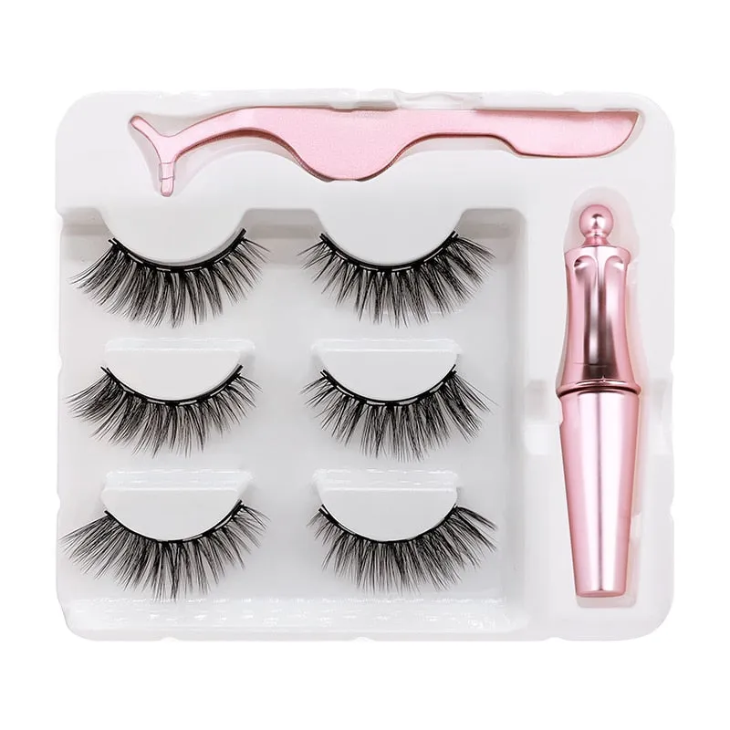 VenusFox Magnet Lashes Magnetic Eyelashes 3D False Mink Eyelashes Magnetic Reusable Liquid Eyeliner&Magnetic False Eyelashes &Tweezer Set
