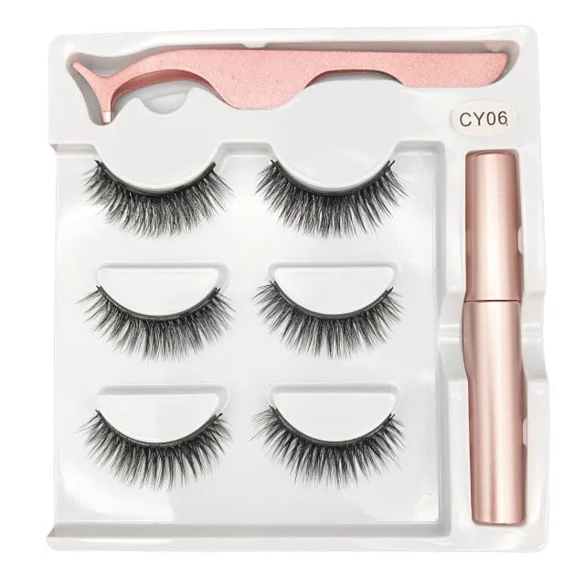VenusFox Magnet Lashes Magnetic Eyelashes 3D False Mink Eyelashes Magnetic Reusable Liquid Eyeliner&Magnetic False Eyelashes &Tweezer Set