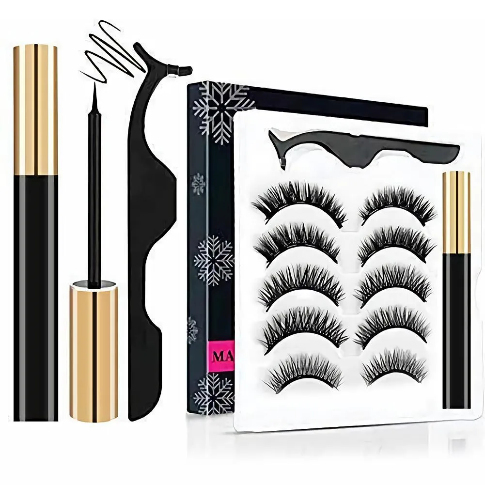 VenusFox Magnetic Liquid Eyeliner Eyelashes Tweezer Set Waterproof Long Lasting False eyelashes set