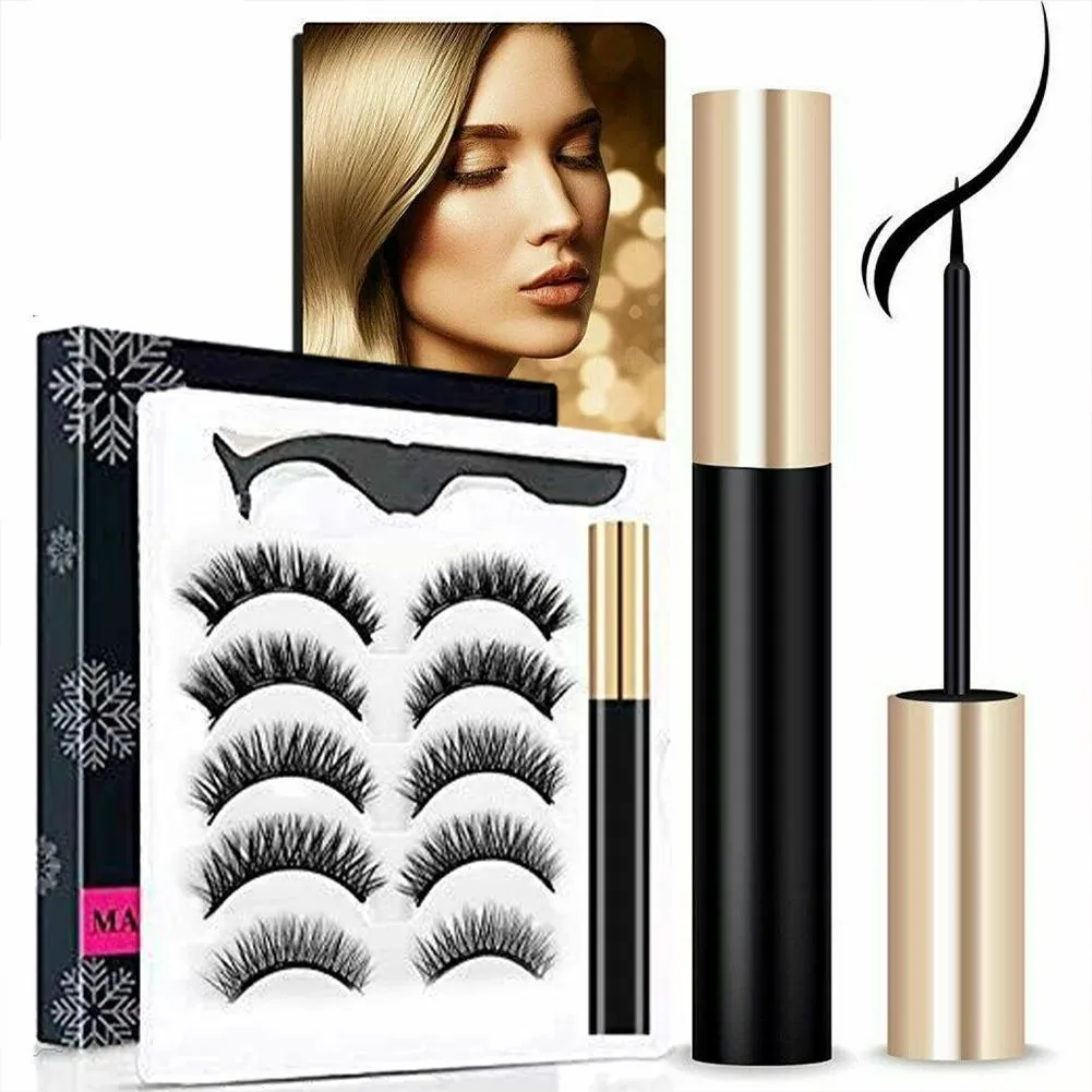 VenusFox Magnetic Liquid Eyeliner Eyelashes Tweezer Set Waterproof Long Lasting False eyelashes set