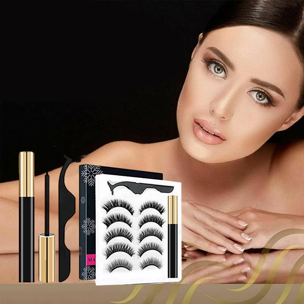 VenusFox Magnetic Liquid Eyeliner Eyelashes Tweezer Set Waterproof Long Lasting False eyelashes set
