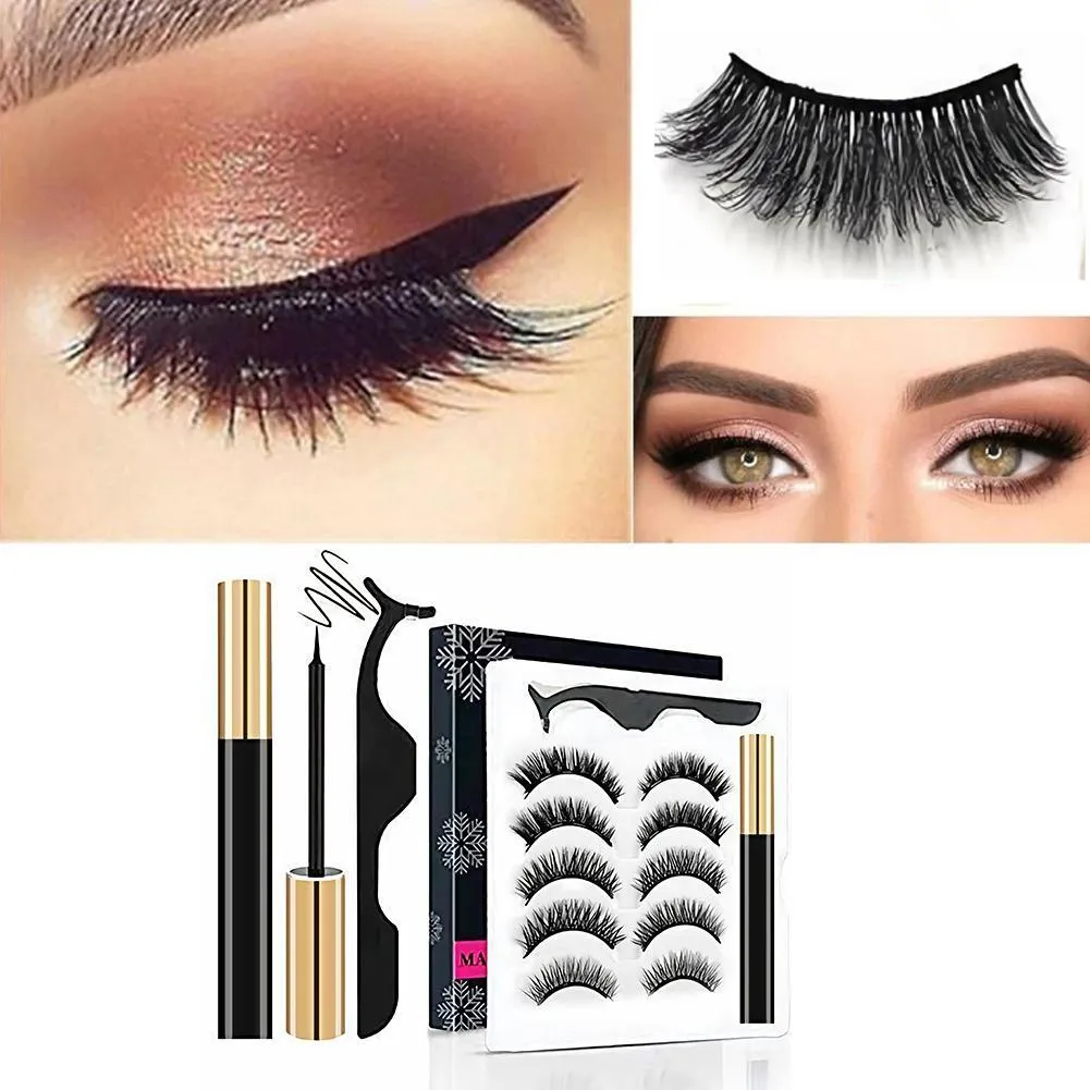 VenusFox Magnetic Liquid Eyeliner Eyelashes Tweezer Set Waterproof Long Lasting False eyelashes set