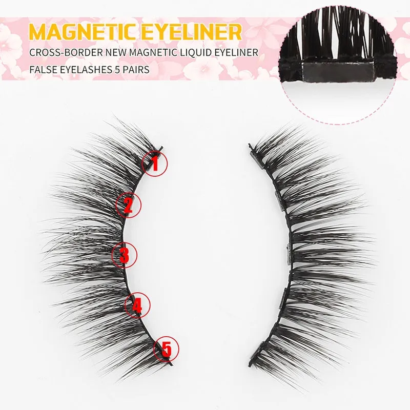 VenusFox Mix 1/3/5/7/10 Pairs Eye Makeup Magnet Lashes Magnetic False Eyelashes Liqiud Eyeliner Beauty Kit Mink Eyelash Wholesale