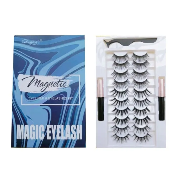 VenusFox Mix 1/3/5/7/10 Pairs Eye Makeup Magnet Lashes Magnetic False Eyelashes Liqiud Eyeliner Beauty Kit Mink Eyelash Wholesale